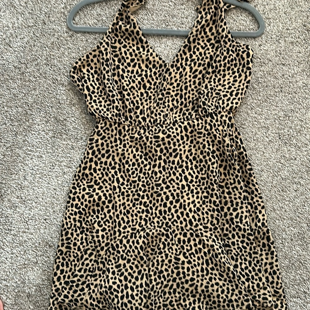 Francesca’s Collection Leopard Print Halter Dress.   New without tags